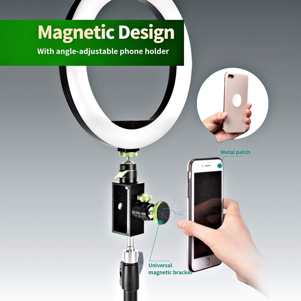 Topcine Ring Light with Stand 10 inch Dimmable LED Tripod Magnetic Suction Phone Holder for Live Stream/YouTube/TikTok/Photography/Make Up/Video Compatible with iPhone&Android  TOPCINE   