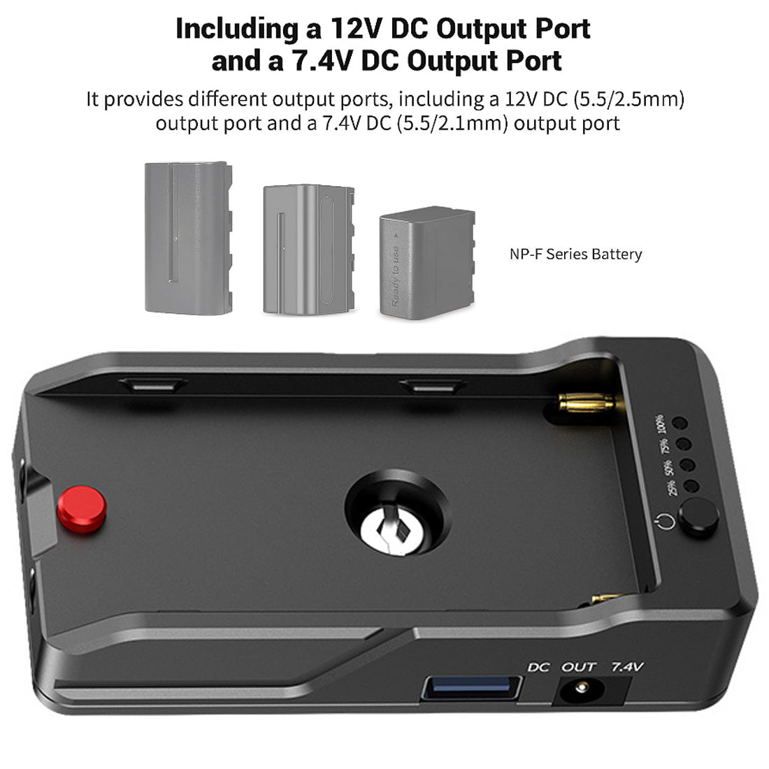 Topcine NP-F Battery Adapter Plate with Cold Shoe and 12V/7.4V Output Port for Sony NP-F Battery  TOPCINE   