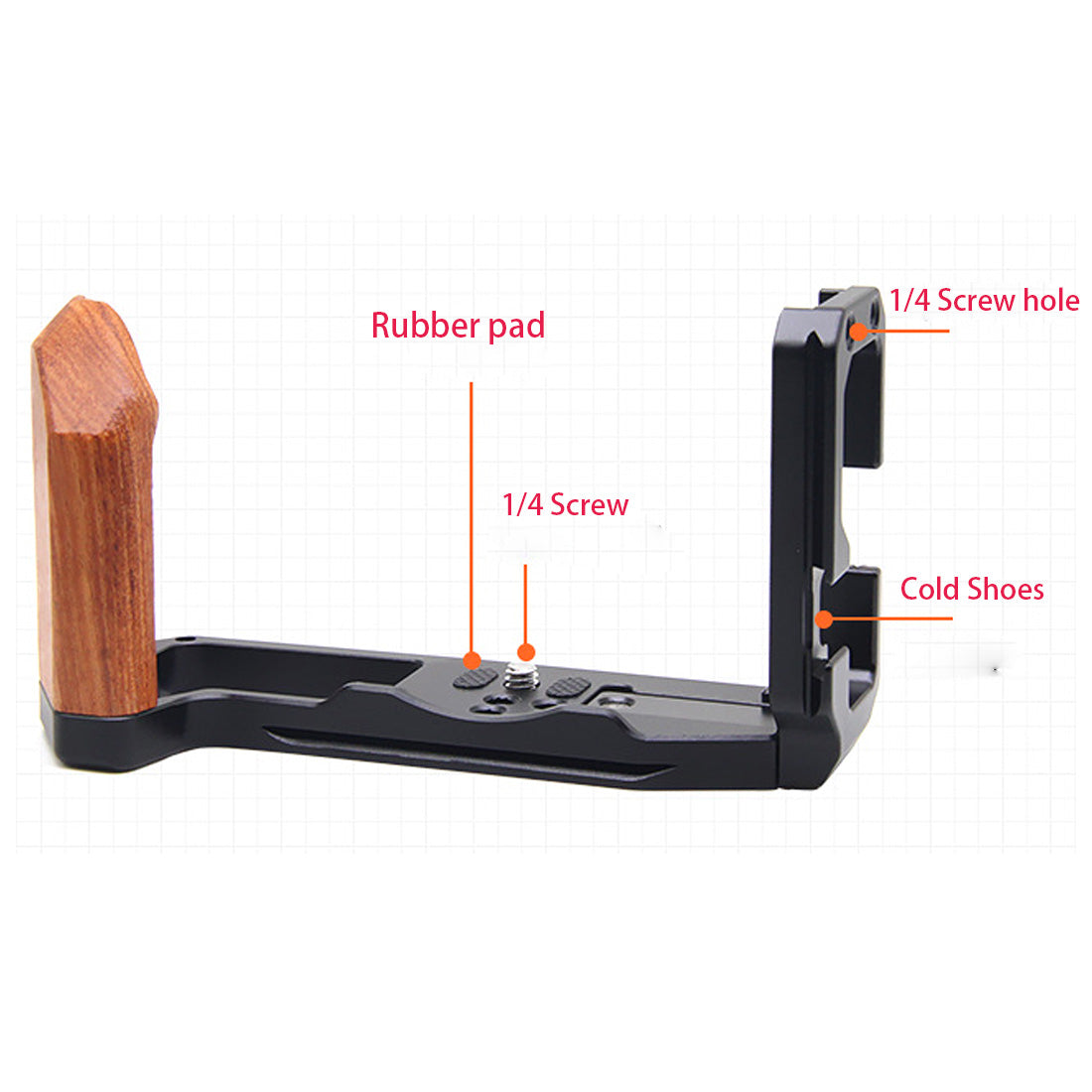 Topcine L-Shape Bracket Wooden Grip for FUJIFILM X-T5,Wooden Handle L Bracket Compatible Quick Release L Plate,Built-in wrench and Cold Shoe  TOPCINE   