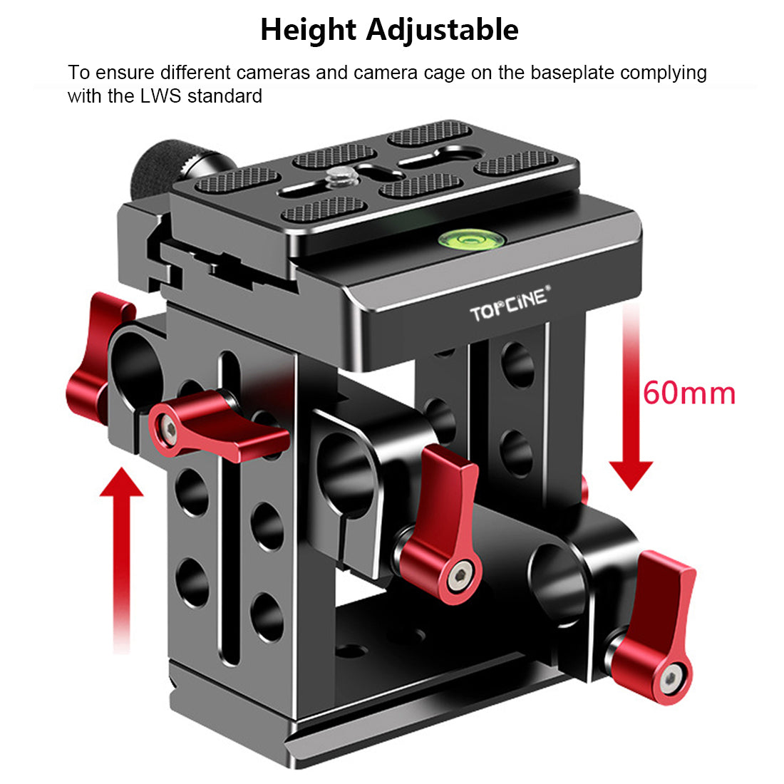 Topcine Universal 15mm Rail Support System with 15mm Rod Clamp and Quick Release Plate， Applicable DSLR Camera and Video Camcorder  TOPCINE   