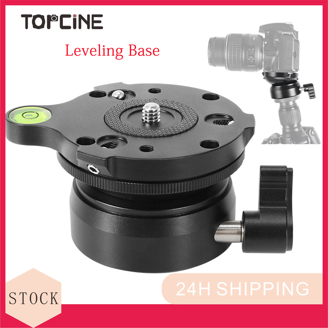 Topcine TP-60N Tripod Leveling Base Half Ball, Quick Inclination 15 ° in Any Direction with Offset Bubble Leve,fits Video Head,Tripods & Monopods  TOPCINE   