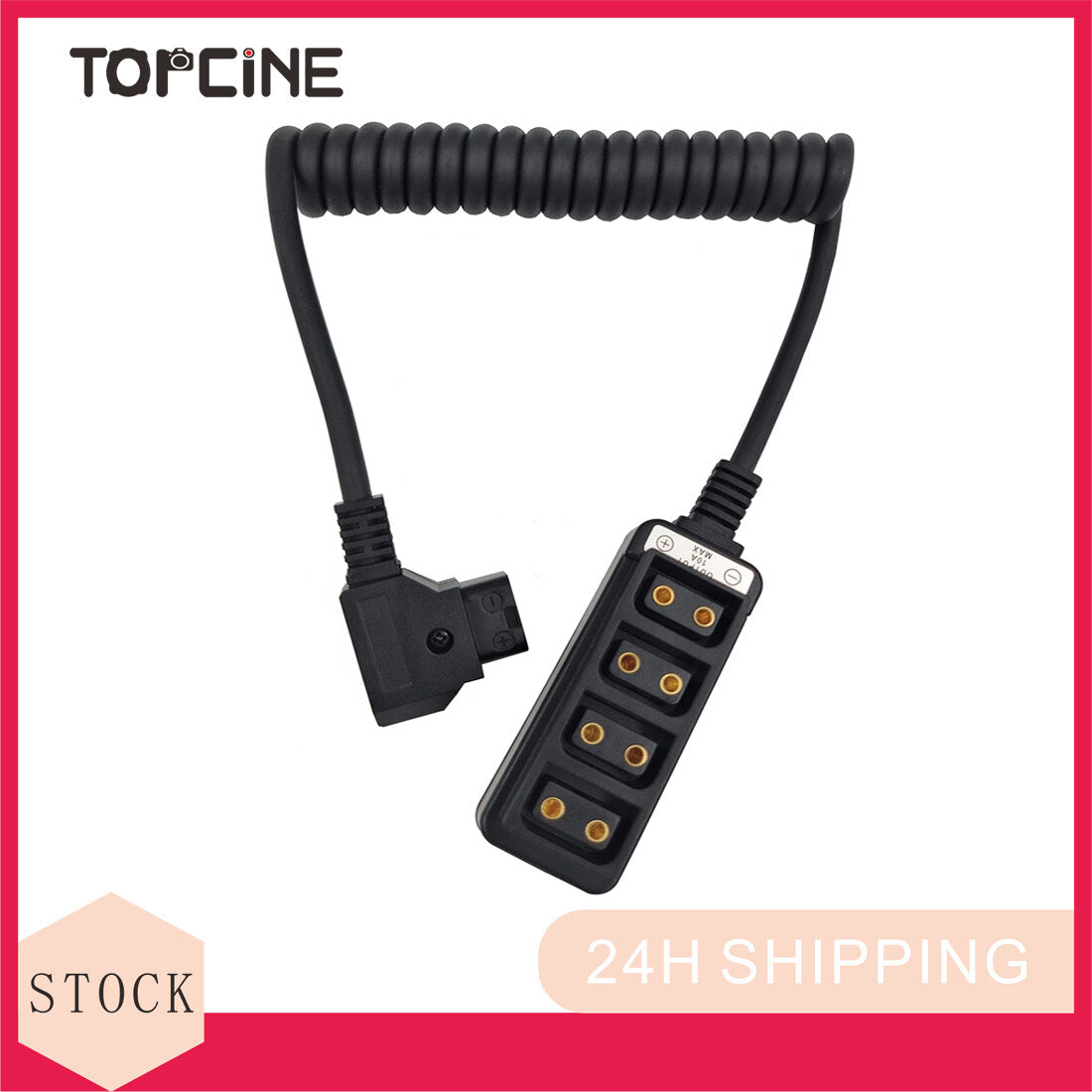 D-tap1x4 Splitter one Male Port to Four Female Port Coiled Adapter Cable Photography V-Mount Battery Power Splitter Hub  TOPCINE   