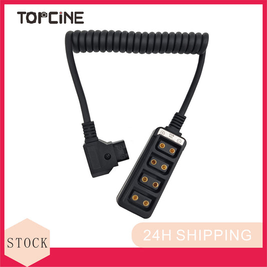 D-tap1x4 Splitter one Male Port to Four Female Port Coiled Adapter Cable Photography V-Mount Battery Power Splitter Hub  TOPCINE   