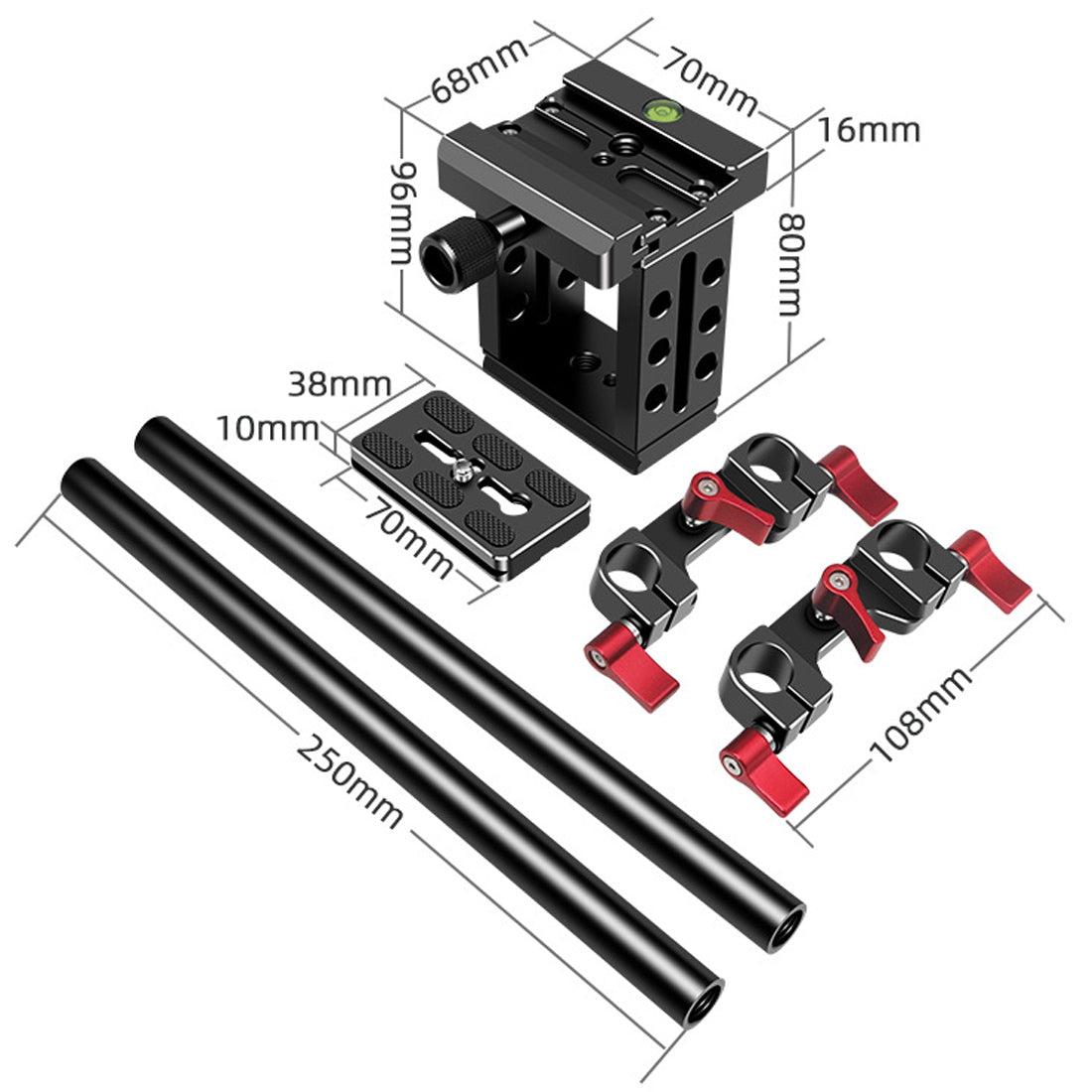 Topcine Universal 15mm Rail Support System with 15mm Rod Clamp and Quick Release Plate， Applicable DSLR Camera and Video Camcorder  TOPCINE   