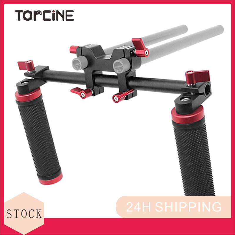 TOPCINE Rubber Handlgrips Front Handbar Clamp Mount With 4 Hole 15mm Rod Clamp for 15mm Rod Support System Video Camera Shoulder Rig  TOPCINE   