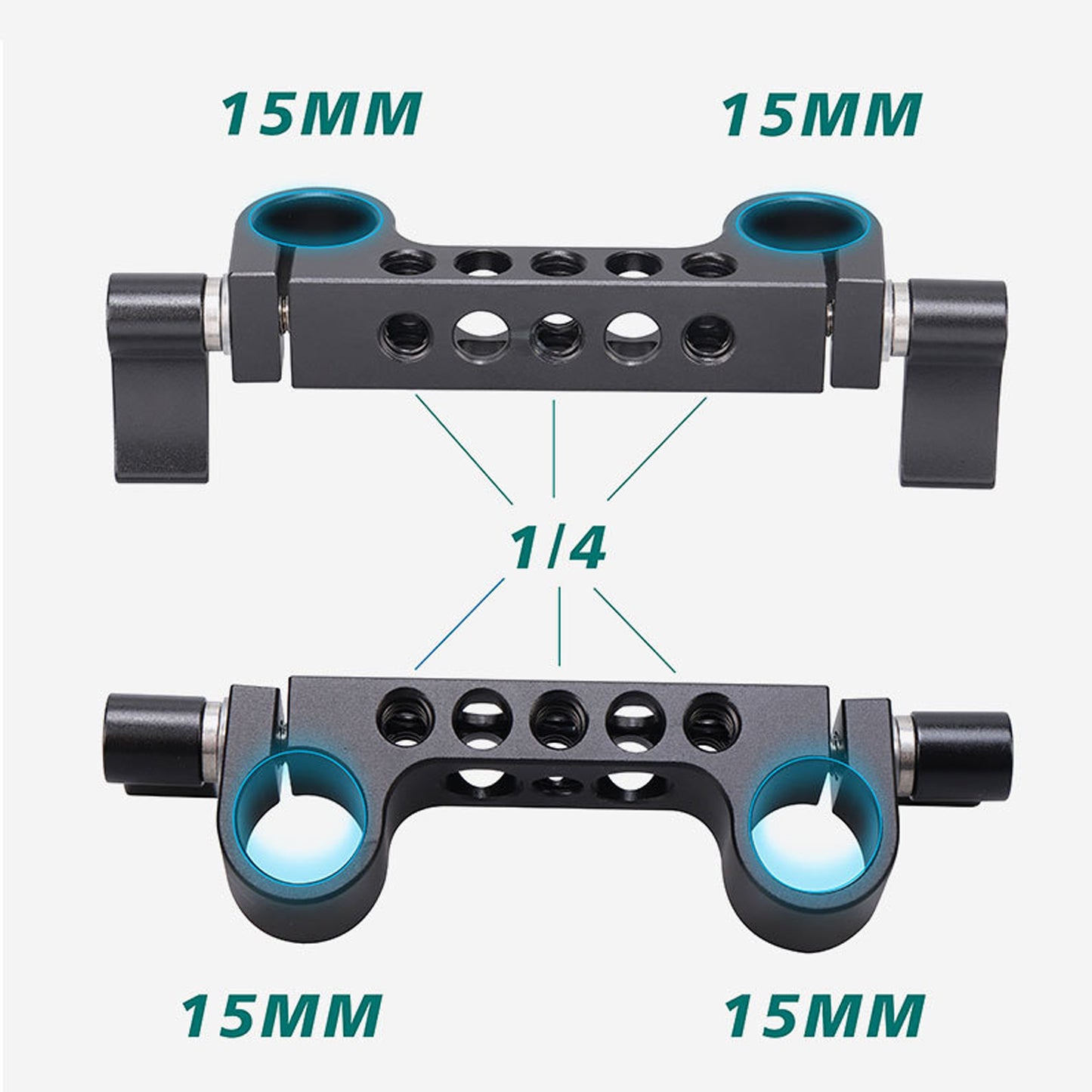 TOPCINE R9CB 15mm Double Hole Pipe Clamp Rail Connector SLR Camera Parallel Dual-Hole Multi-Function Pipe Clamp for DSLR Camera Rig  TOPCINE   