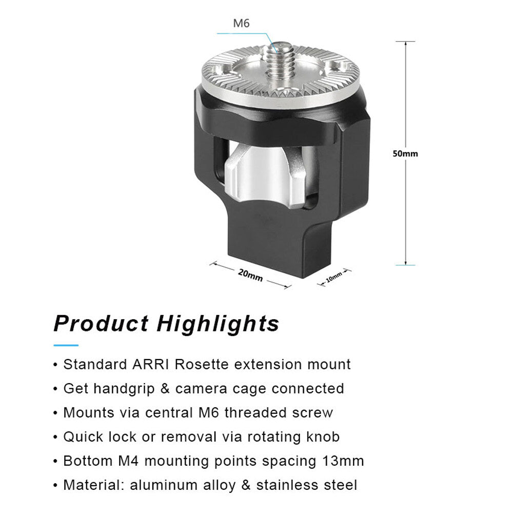 Standard ARRI Rosette M6 Extension Mount with M6 thread screw For DSLR Camera Cage Wooden Handgrip  TOPCINE   