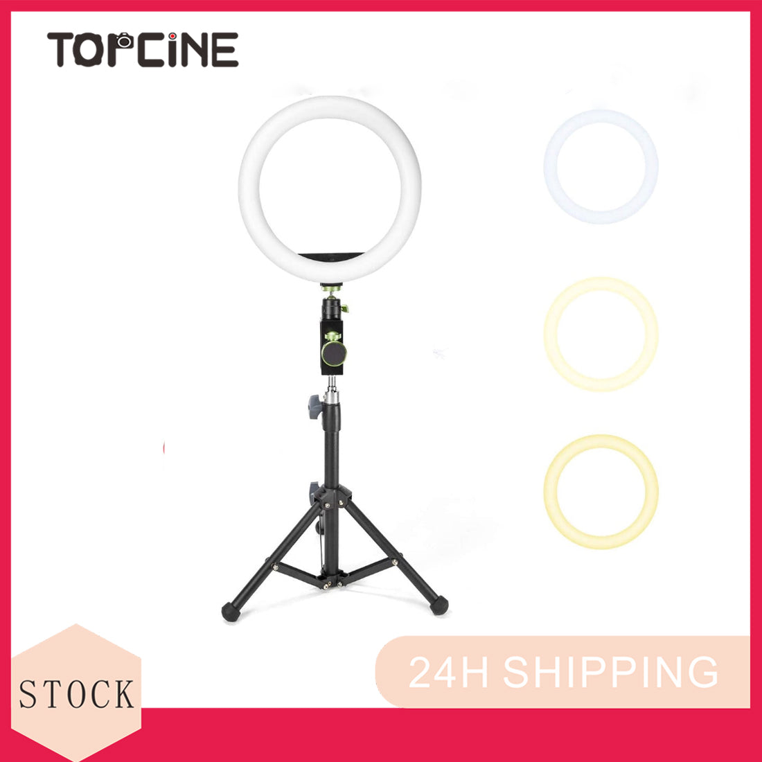 Topcine Ring Light with Stand 10 inch Dimmable LED Tripod Magnetic Suction Phone Holder for Live Stream/YouTube/TikTok/Photography/Make Up/Video Compatible with iPhone&Android  TOPCINE   